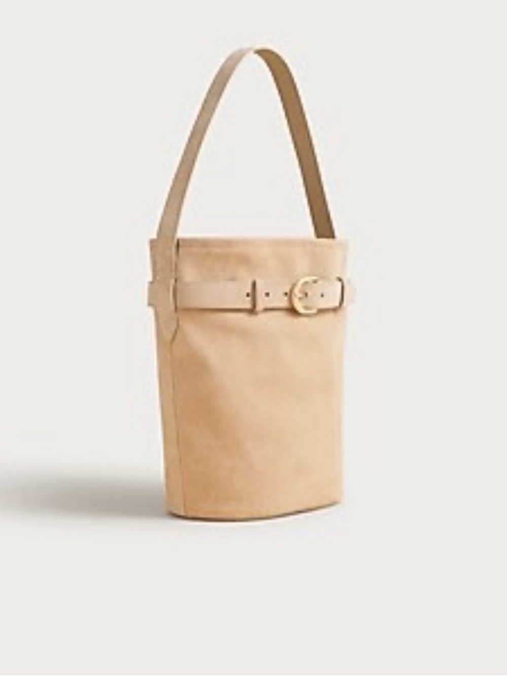 J.Crew Berkeley Leather Belted Bucket Bag Tote in Buttery Neutral Tan Suede - Picture 3 of 15